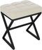 YMYNY Vanity Stool, Linen Footrest Stool, Ottoman Bench with X-Shaped Metal Legs,