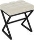 YMYNY Vanity Stool, Linen Footrest Stool, Ottoman Bench with X-Shaped Metal Legs,