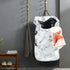 White Marble Laundry Bag, Large Heavy Duty Backpack for College Students, Washable with Shoulder Straps
