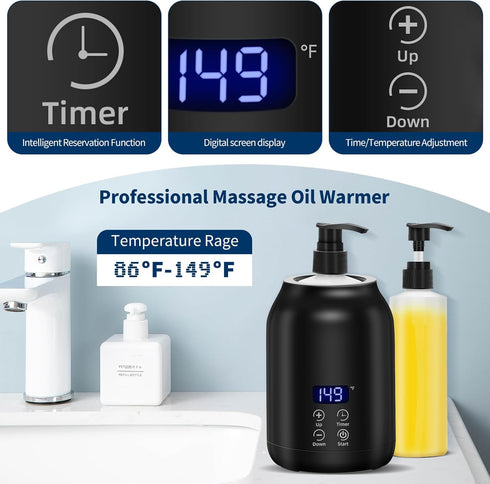 Massage Oil Warmer, Yofuly Electric Massage Oil Digital Heater with Two Oil Bottles, Portable Body Lotion Warmer Cream