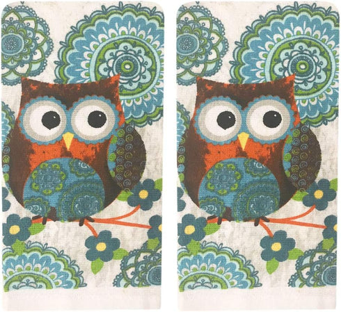 Lobyn Value Packs Kitchen Towel 5 Piece Linen Set - 2 Towels, 2 Pot Holders, 1 Oven Mitt (Owl)