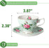 BTaT Floral Tea Cups and Saucers Set of 2, 8oz Coffee Cups with Gold Trim, British Tea Cups