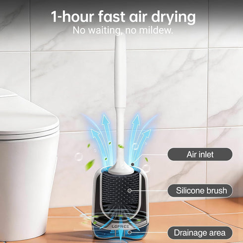 3 Pack Set Lefree Silicone Toilet Brush,Rubber Toilet Bowl Brush and Holder with Ventilated Holder, Toilet Cleaner