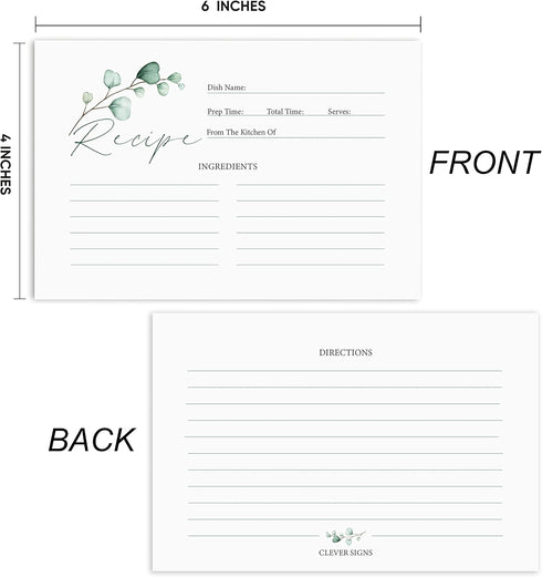 Premium Recipe Cards: Double-Sided 4x6 Inches, Set of 50 Thick Blank Recipe Cards for Bridal Showers and Weddings