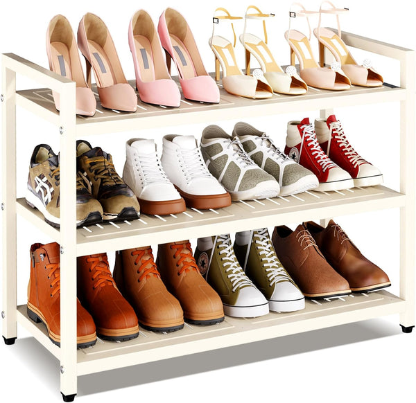 DIDSIS 3-Tier Heavy Duty Metal Shoe Rack, 200 lbs Load Capacity Shoe Organizer