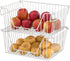 Slideep 14'' Large Stackable Storage Baskets - Sturdy Metal Wire Pantry Organizer, 2 Pack, White