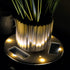 (77i50265) Gama Sonic Illuminated Plant Stand for Outdoor, Solar Power, White Base for Exterior Potted Plants