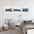 Yuzi-n Set 3 12x12 Inch of Blue Steam Train Nursery Vehicle Framed Wall Art Decor Watercolor Steam Locomotive Canvas
