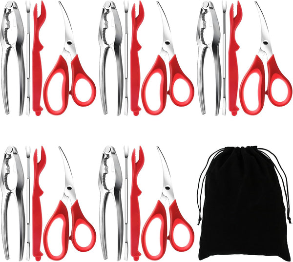 Seafood Crab Crackers and Tools, 21 Pcs Set, Lobster Crackers, Picks, Crab Utensils, Forks, Scissors, Nut Cracker for