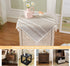 HPX HOME 2pcs 23 23 Inch, Linen Striped Small Tablecloth Square Cotton Tassel Bedside Table Cover Dust-Proof Washable