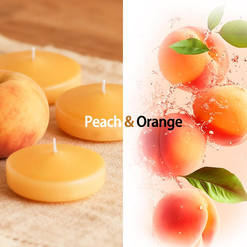 36 Packs 3 Inch 8-10 Honey Peach Scented Floating Candles, Hours Burn Time Sweet Peach Highly Scented Floating Candles