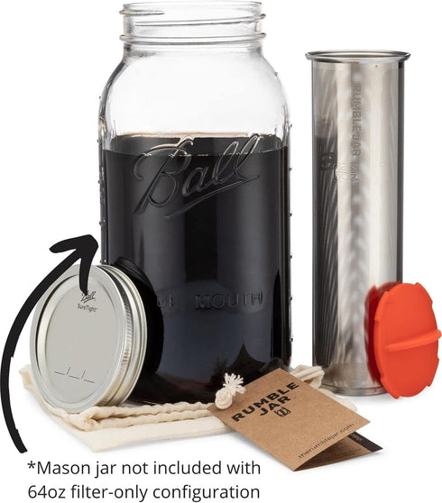 Next-Gen Cold Brew Coffee Maker for Mason Jars - 200 Micron Filter for Coarse Grounds (Mason Jar not included)