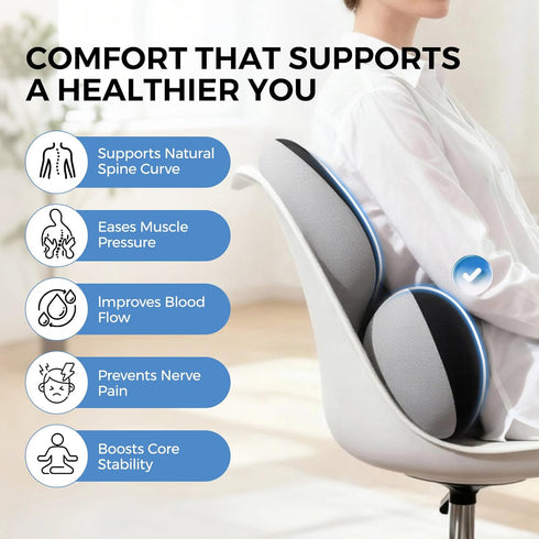 BEBAS Lumbar Support Pillow for Car, Ergonomic Memory Foam Back Cushion for Driving, Lower Back Support for Pain