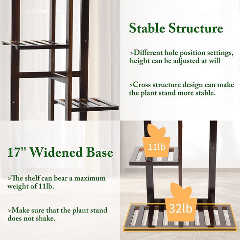 6 46 Inch DolceLuna Plant Stand Indoor Tier, Bamboo Plant Shelf Corner Display Rack, Tall Multiple Planter Pot Holder
