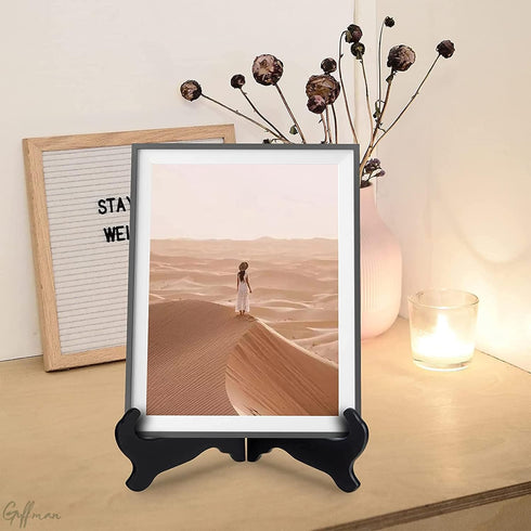Guffman 12 Inch Wooden Display Stand - Black Wood Plate Stand for Decorative Plates