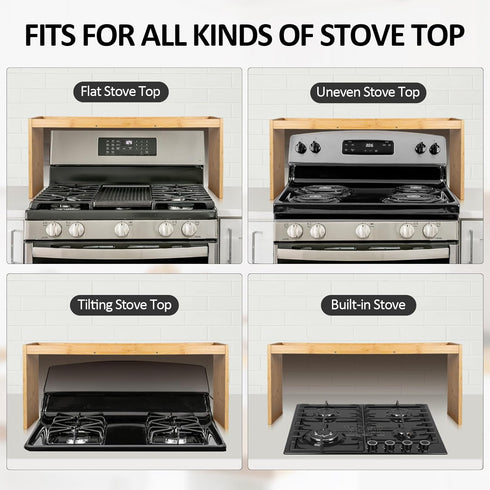 33" Over the Stove Spice Rack, Wide Bamboo Shelf Rack Organizer for Stove Top