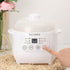 TAYAMA 1 Qt. White Mini Ceramic Stew Cooker - Pre-Settings and Built-In Timer, Small