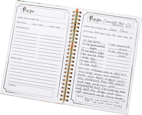 Blank Recipe Book: 120 Pages, 8 Sections, Floral and Orange Theme, Laminated Hardcover (5.5 x 8.5 In)