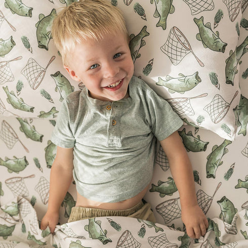 3 Pobibaby - Premium Twin Fitted Sheet, Flat Sheet with Pillow case - Ultra-Soft Cotton Blend, Stylish Woodland