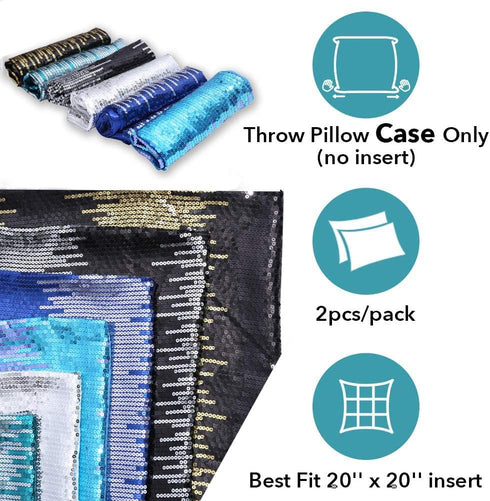 Eternal Beauty Sequin Pillow Covers, Glitter Decorative Pillowcase Set of 2 for Couch Sofa Bed Living Room, 18x18