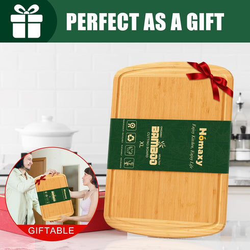 18x12.5" Homaxy Extra Large Bamboo Cutting Boards for Kitchen, Wood XL Cutting Board with Juice Groove, Butcher Block
