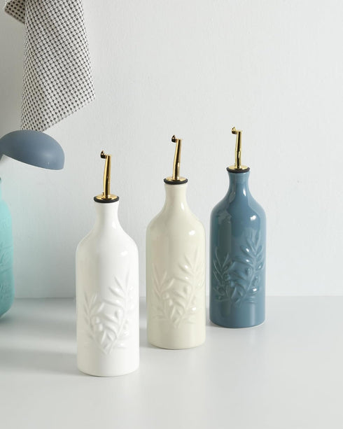 20 Oz Set 1 Sweejar Ceramic Olive Oil Dispenser Bottle Relief Opaque Oil Cruet Protects To Reduce Oxidation Suitable