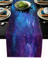 Dining Table Runner Dresser Scarf, Linen Burlap Fabric Galaxy Stars in Space Washable Table Runners 72 Inches