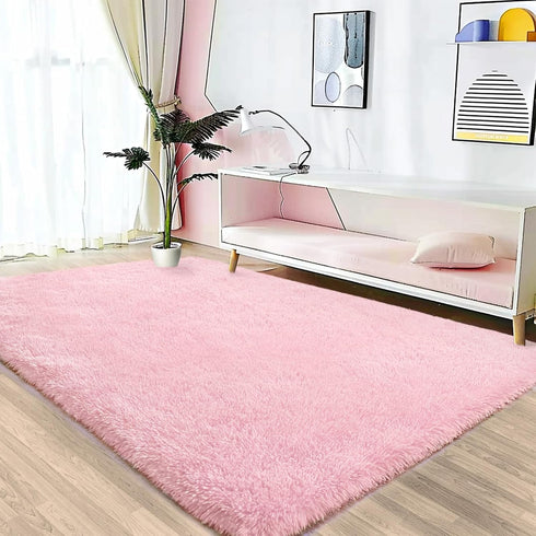 Pink Area Rugs 4x6 for Bedroom Girls, Soft Fluffy Shag Carpet for Living Room, Non-Slip Indoor Floor Rug