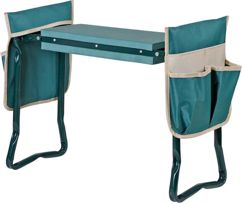 2 1 Set HomGarden Upgraded Folding Garden Kneeler Seat Bench Stool w/Thicken & Widen Soft Kneeling Pad, Portable Heavy