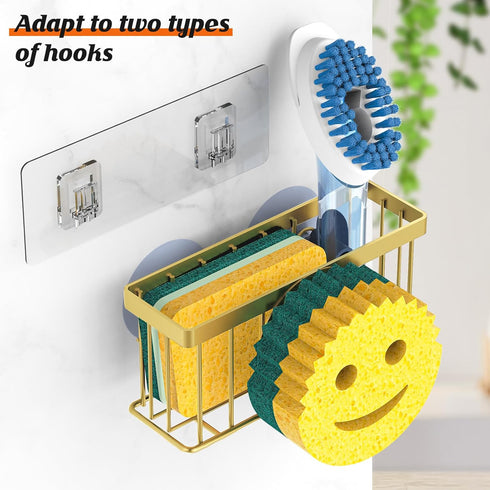 2 Cups/1 MURLONG Sponge Holder Smiley Face, Sink Caddy for kitchen Sink, Kitchen Organizer Sponge Holder with PCS