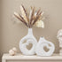 White Heart Shaped Hollow Ceramic Vase Set of 2, Modern Nordic Boho