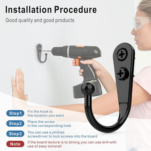 15 Pcs Black Wall Mounted Coat Hooks, Hanger Hook with 30 Screws for Towel, Key, Robe, Bag, Coffee Cup