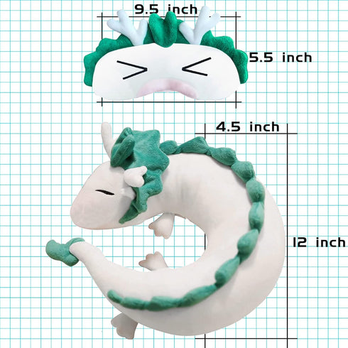 Anime Dragon U-Shape Neck Pillow with Cute Plush Toy and Sleep Mask, Perfect for Travel, Christmas, Birthday Gift