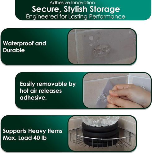 2 6 1/2" 6 Pack Shower Caddy Adhesive Replacement, Shower Shelf Adhesive, Shower Adhesive Strips, Adhesive Stickers