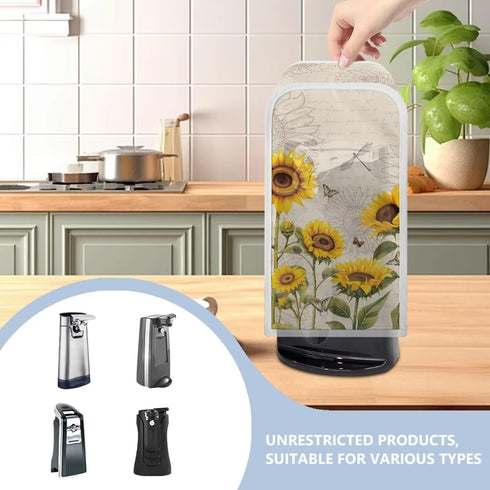Can Opener Cover, Dragonfly Sunflower Design for Dust and Stain Protection, Fits Most Electric Can Openers