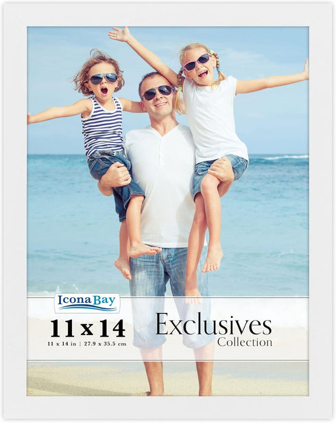 Icona Bay 11x14 White Picture Frame, Sturdy Wood Composite, Sleek Design, Wall Mount Only, Exclusives Collection