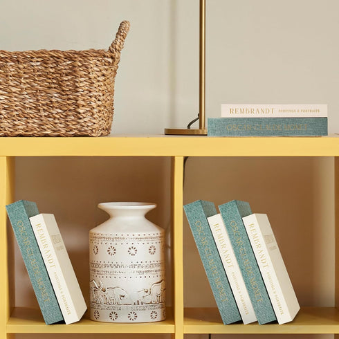 Set 2, Decorative Books of Beautiful Linen Book Boxes Decor Coffee Table Bookshelf or Mantle, Aesthetic Fake Books