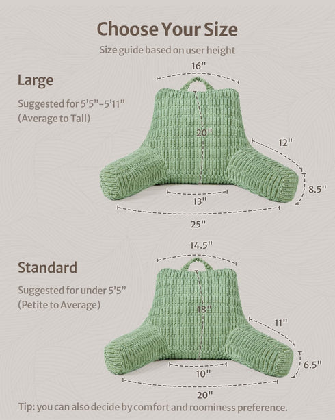 Blissful Diary Reading Pillow, Large Backrest Pillow with Shredded Memory Foam for Adult & Children, Designed for Bed