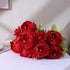 Duovlo Artificial Silk Peony Bouquets (Spring Red, Wedding Home Decoration, Pack of 1)