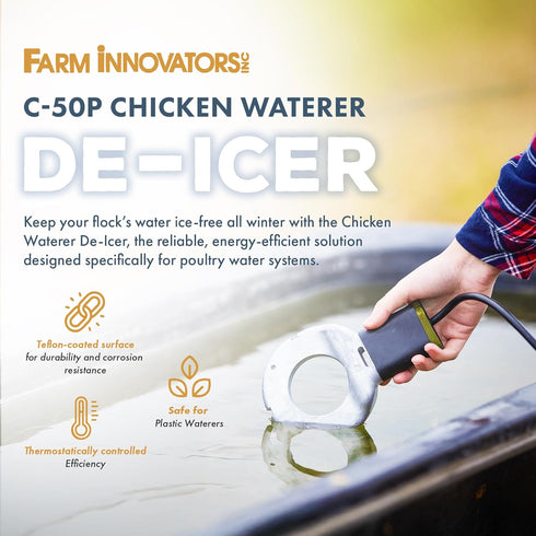 150W Farm Innovators Chicken Waterer De-Icer for Nipple Drinker Chicken Water Buckets - Water Deicer