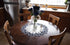 White Navy Blue Jacquard Peacock Tail Lace Doily - 23 inch Round Placemat & Table Centerpiece