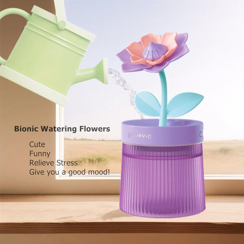 260ml Portable Mini Humidifier, Cute USB Small Humidifier with Flower, Quiet Cool Mist for Home and Travel