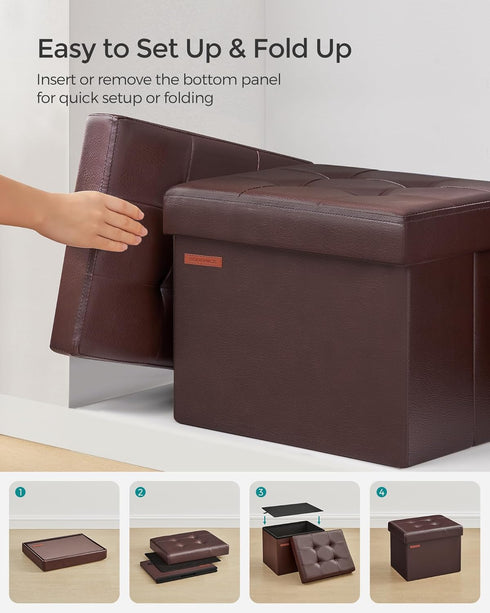 12.2 16.1 12.2 Inches, 286 lb ULSF100K02 SONGMICS Small Folding Storage Ottoman, Foot Rest Stool, Cube Footrest