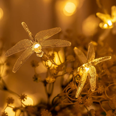 SWEET SHINE 35 Count 17.5 8 Dragonfly String Lights with Battery Powered, Feet Modes Decorative String Light