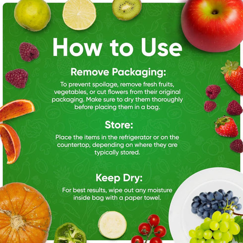 30-Pack Reusable Produce Bags for Refrigerator, Keeps Fruits, Vegetables & Herbs Fresh Longer