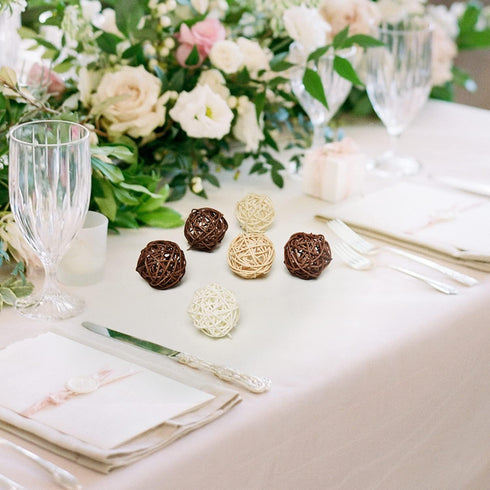 Pomeat 15pcs Wicker Rattan Balls Decorative Orbs for Table Decor, Wedding Party Decoration, Centerpiece Bowls