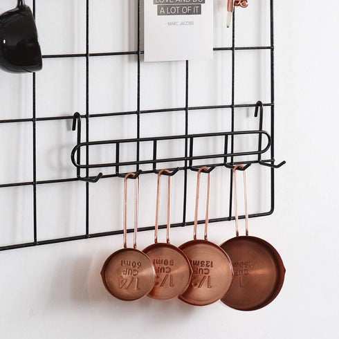 FRIADE 2 Pack Storage Hooks Rack, Iron Wire Grid Hooks for Wall Mount Storage and Display (Black)