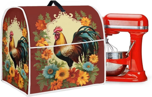 Sunflower Rooster Stand Mixer Cover, Compatible with 4.5-5 Quart Kitchen Aid Mixer, Washable Universal Fit