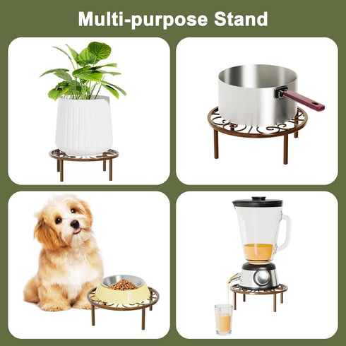 Chinpakden 10.24'' Brown Plant Stand Plant Holder - Short Flower Stand for Garden Courtyard, Heavy Duty Plant Rack