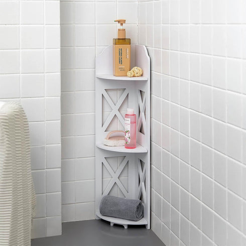 TuoxinEM Corner Shelves for Bathroom Storage, Waterproof Toilet Paper Holder Stand, White